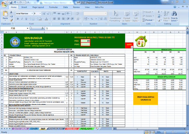 Aplikasi Skp Guru Pns Tahun 20192020 Format Microsoft