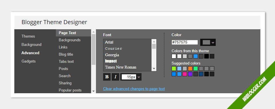 cara mengganti warna jenis ukuran font blog