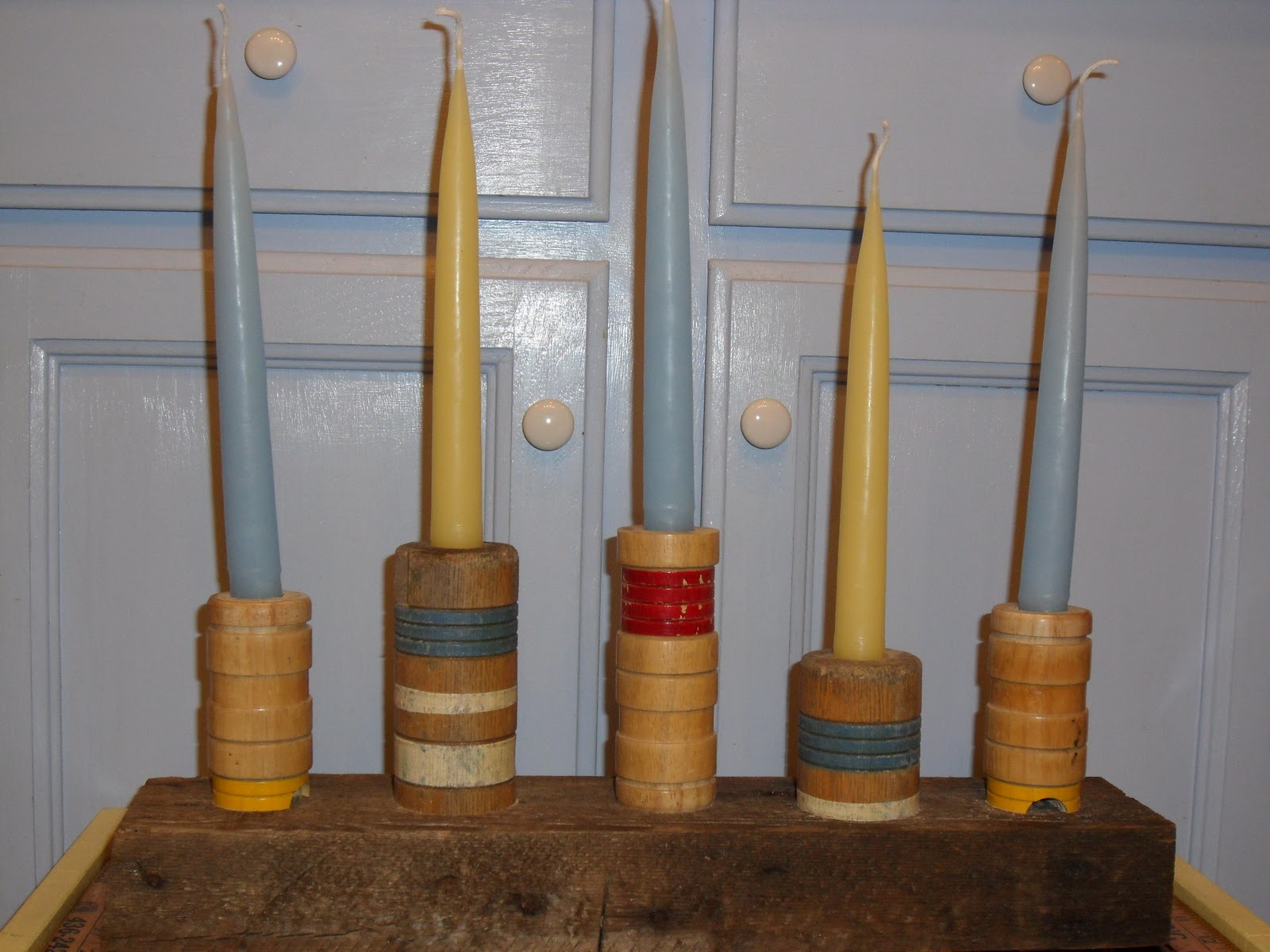reclaimed crafts croquet mallet heads repurposed as candlesticks