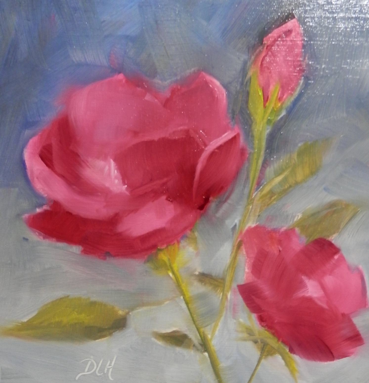 Debi Hinshaw - Oil Paintings: # 149 - Three Red Roses