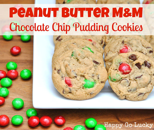 Peanut Butter M&M Chocolate Chip Pudding Cookies