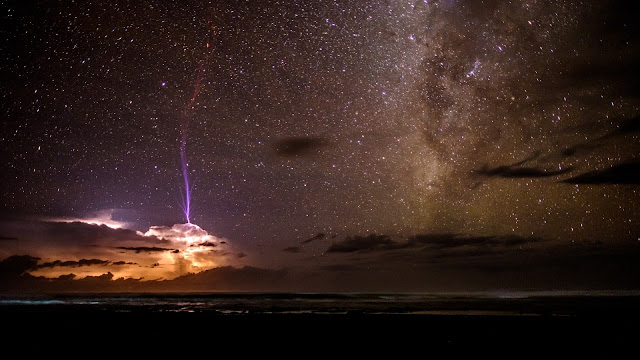 Lightning Storm and the Milky Way Galaxy