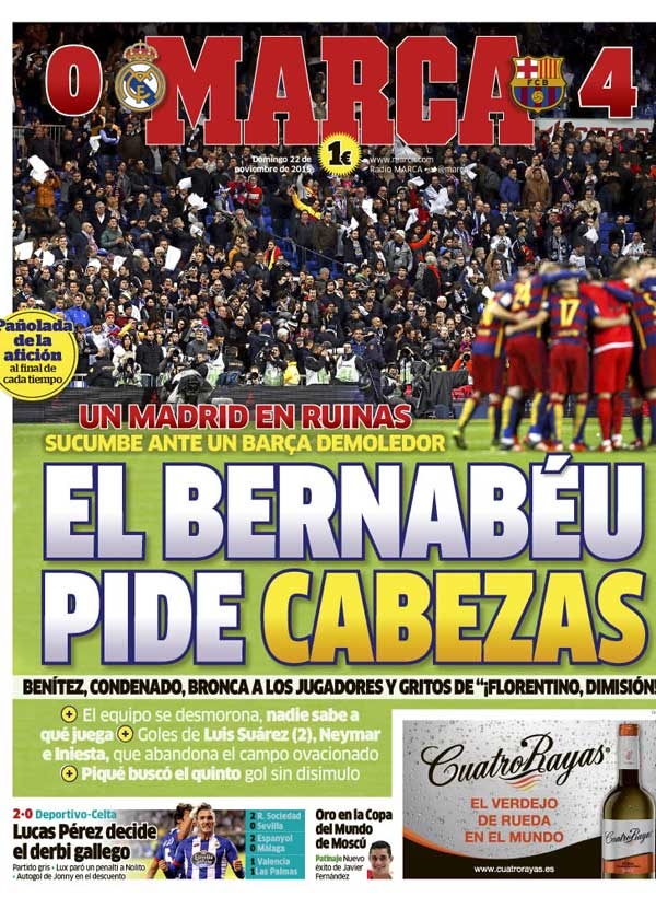 Real Madrid, Marca: "El Bernabéu pide cabezas"