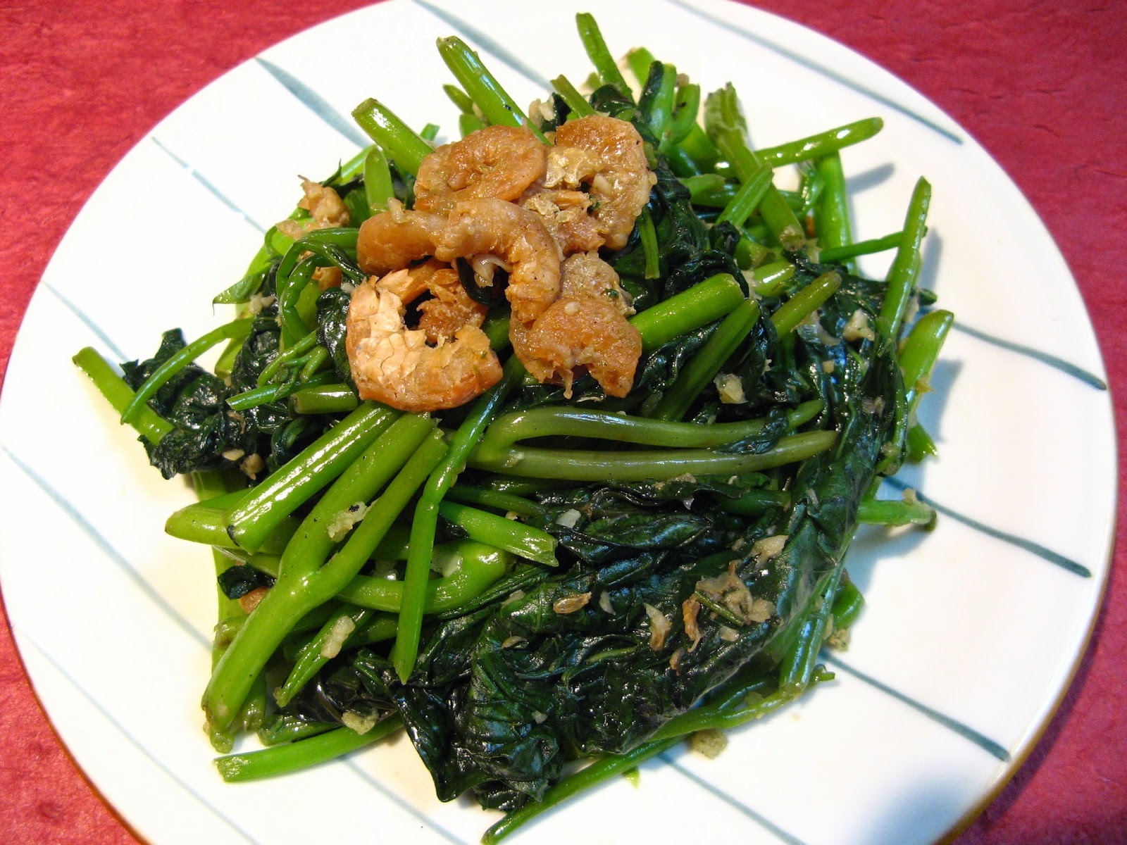 Duck Soup Easy Yam Leaves with Dried Shrimp (蝦米蕃薯葉, Haa1 Mai5 Faan1