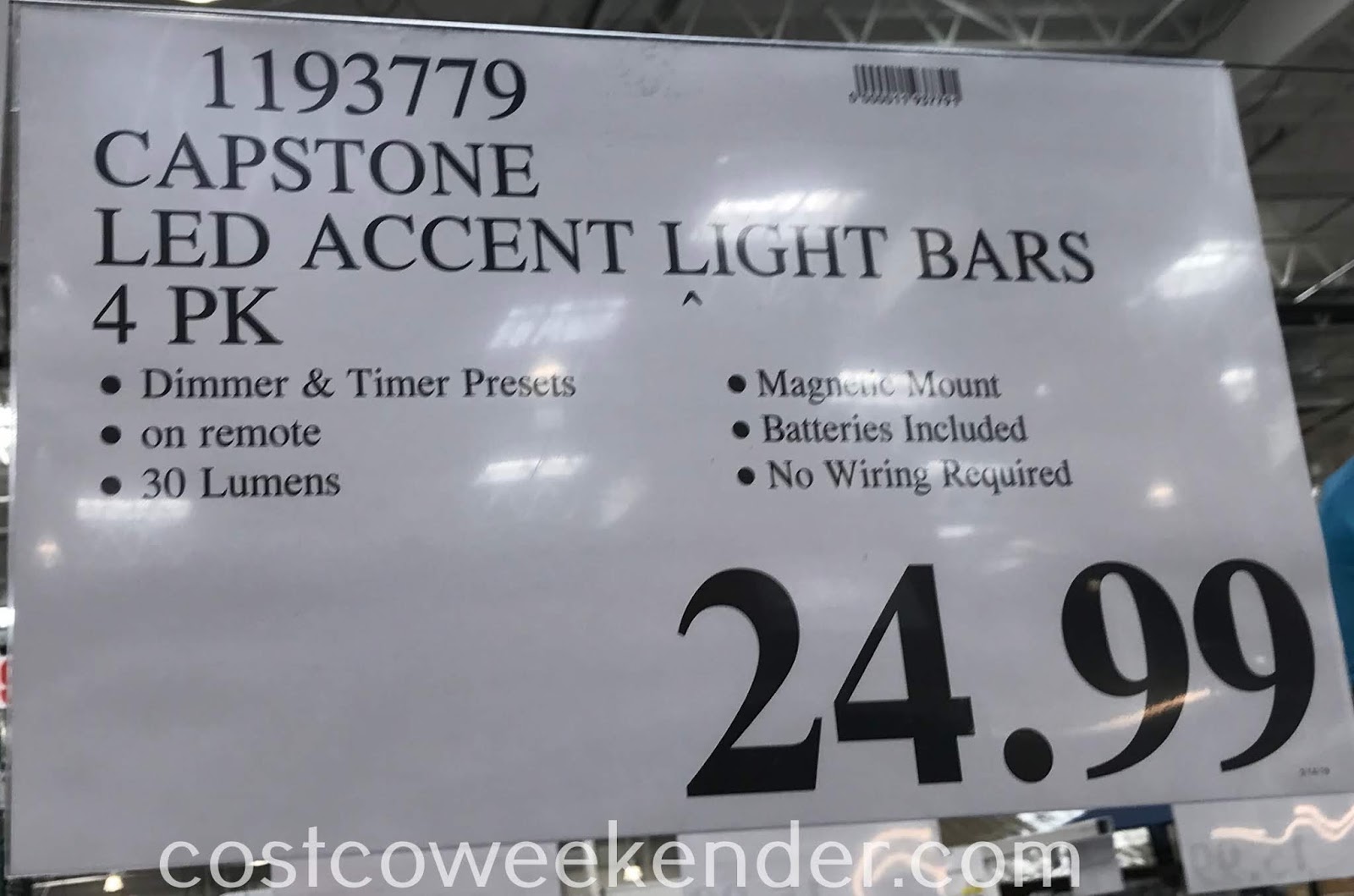Capstone Led Accent Light Bars Set Of 4 Costco Weekender