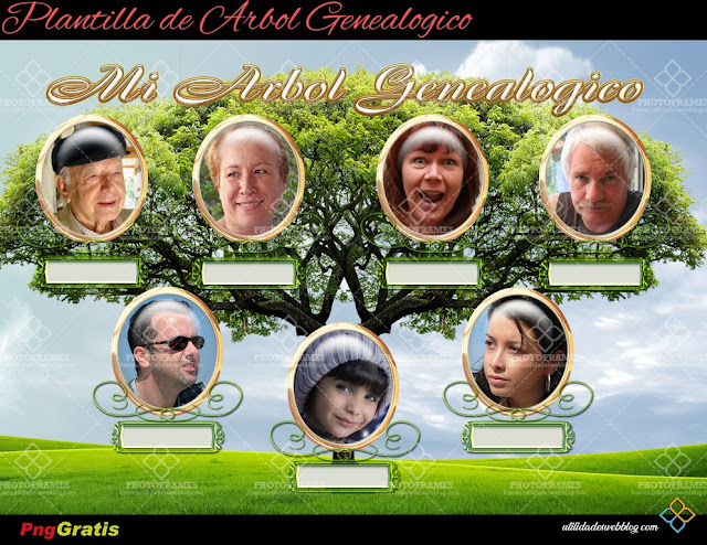 Sencilla, elegante y bonita plantilla de árbol genealógico en png