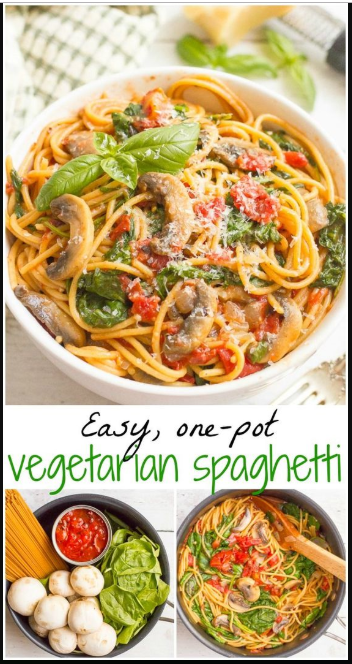 One-pot vegetarian spaghetti