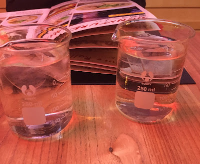 Pyrex glasses as normal drinking glasses at Yamitsuki Ramen Pyrex glasses as normal drinking glasses at Yamitsuki Ramen