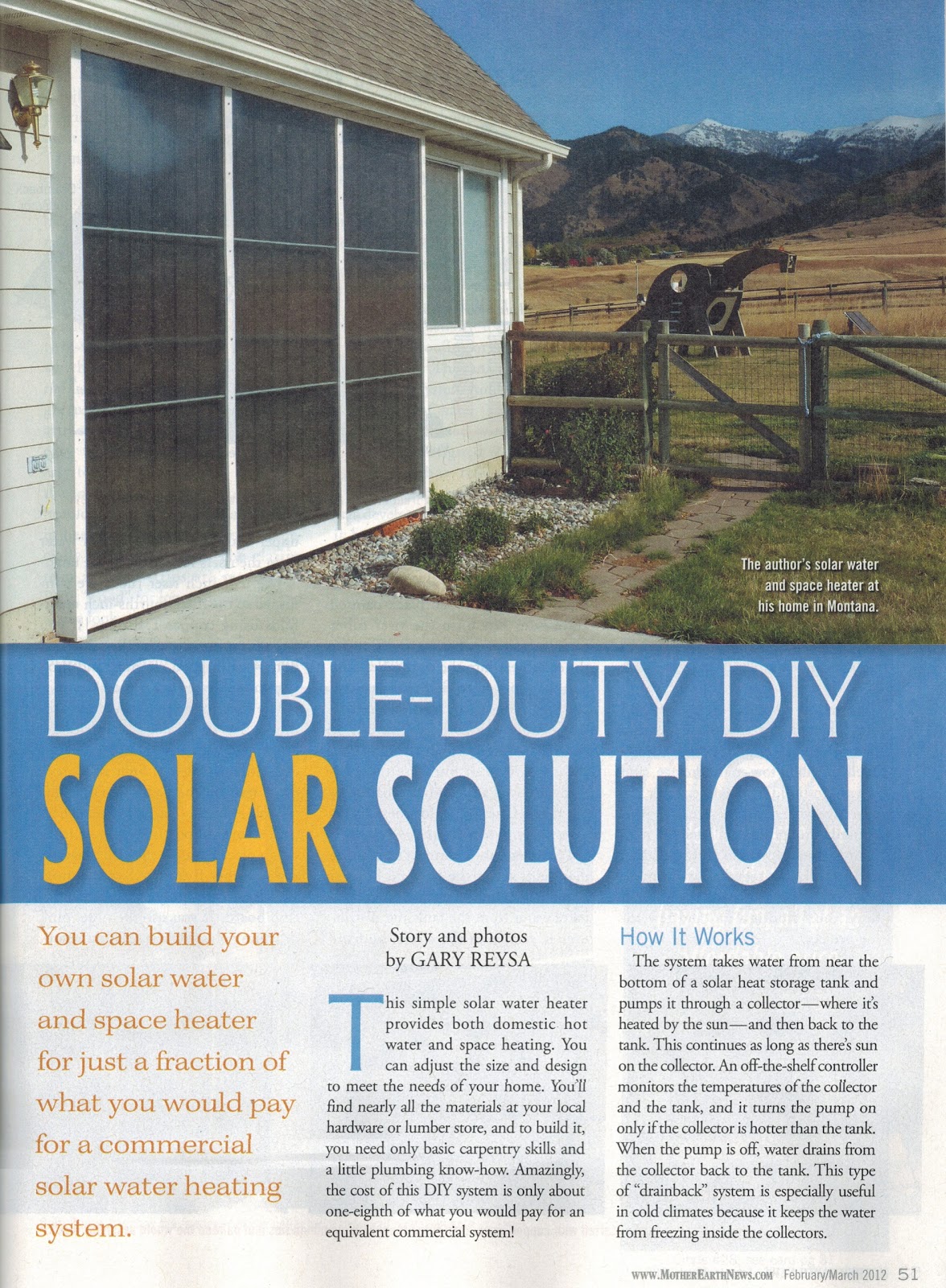 Mother Earth News Article on Our Solar Water and Space Heating System