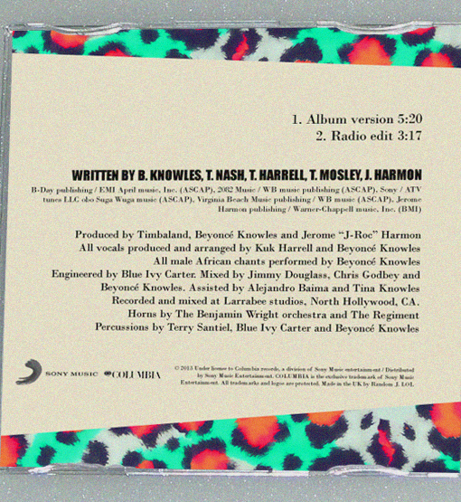 Full inlay credits for Beyoncé's "Grown woman" | Random J Pop