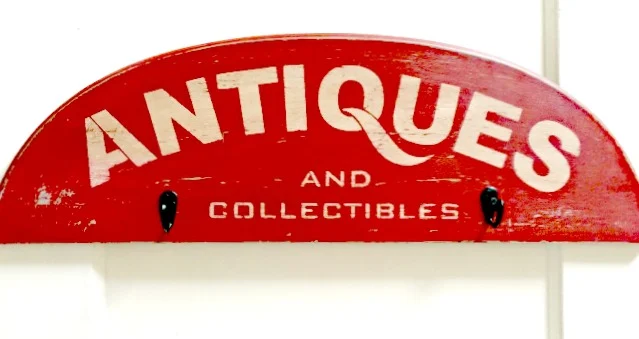 Stenciled Antiques and Collectibles Sign