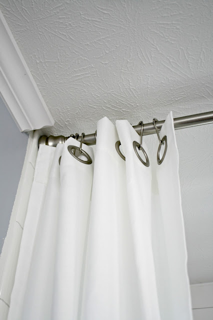 Drapes as shower curtain