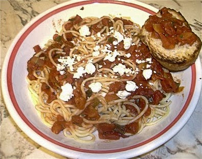 Greek Spaghetti with Tomatoes and Feta