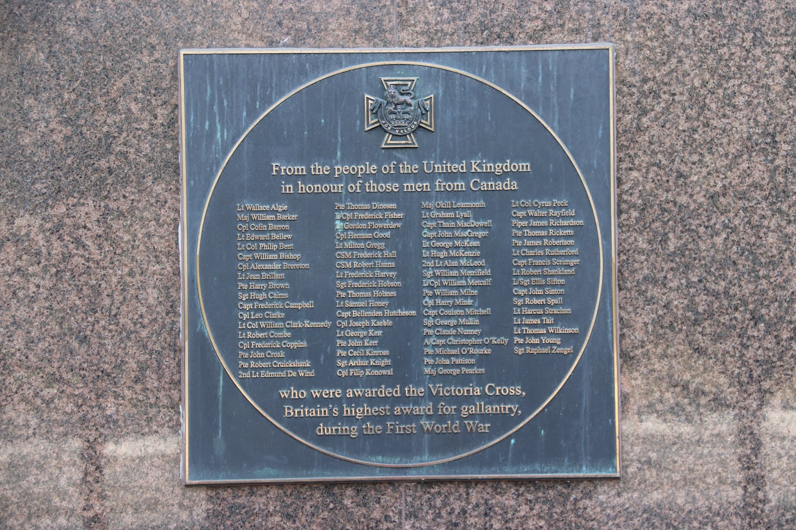 Memorials in Ottawa Victoria Cross Plaque