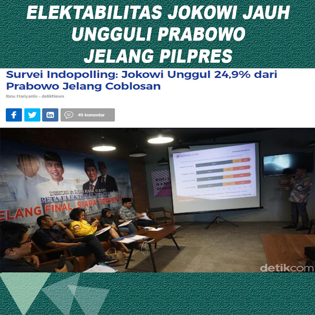 Survei Indopolling: Jokowi Unggul 24,9% dari Prabowo Jelang Coblosan