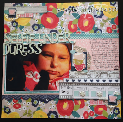 scrapbooking layout shimelle laine challenge 125 embellishments stickers pebbles dear lizzy true stories october afternoon prima