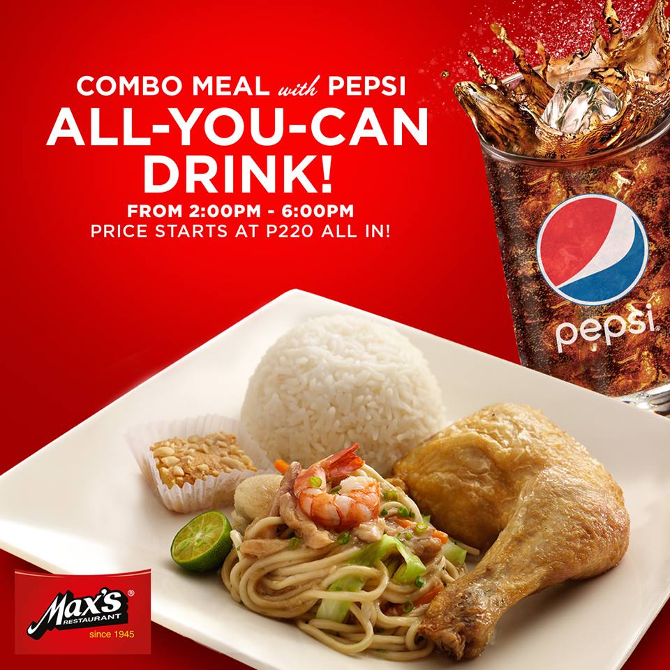D.I.G.G.DAVAO Max's Restaurant Combo Meal with Pepsi Allyoucan