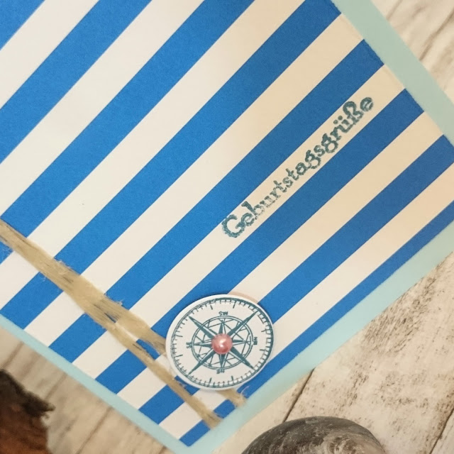 [DIY] Sea Side Birthday: Blue Stripes and compass // Maritime Geburtstagskarte mit Blauen Steifen und Kompass