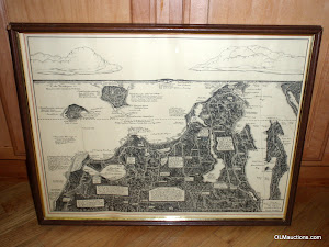 Framed Drawn Map Of Leelanau County Michigan 1943 by Frederick Dickinson