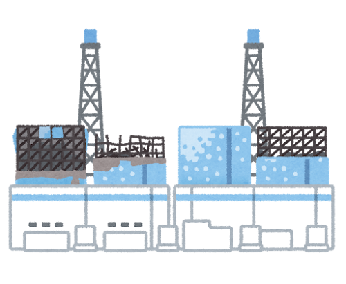 福島第一原発のイラスト（事故後）