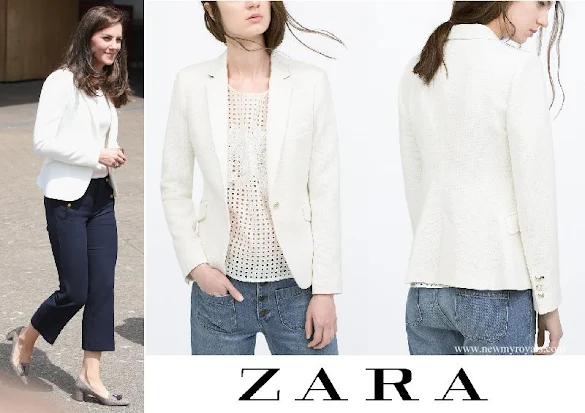 Kate Middleton wore ZARA Ivory One Button Blazer