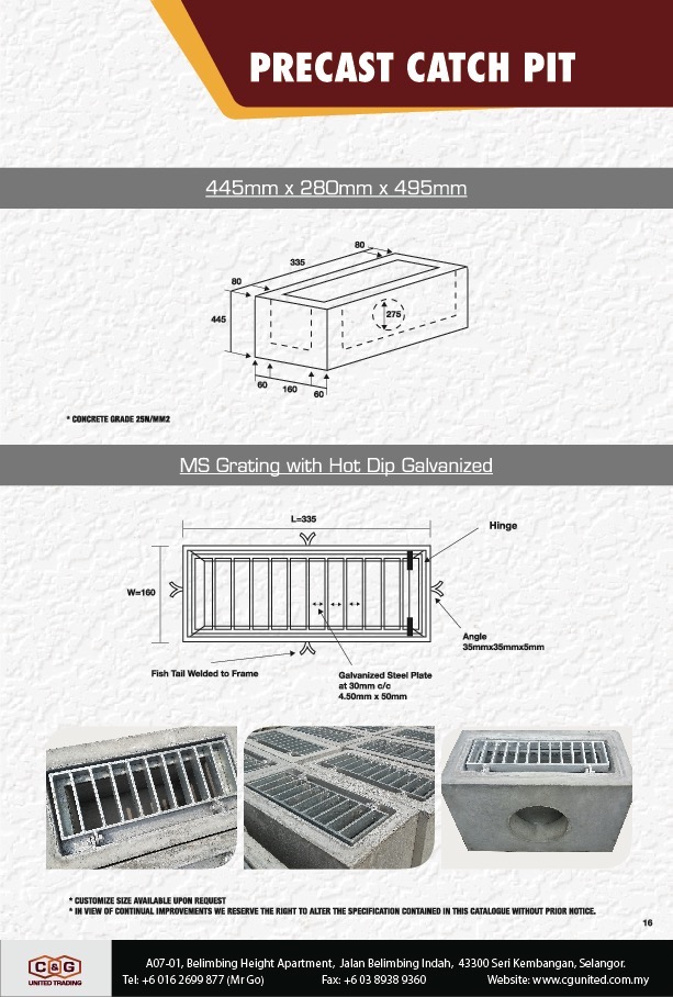 CATCH PIT C & G UNITED TRADING RC CONCRETE CATCH PIT / CONCRETE