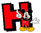 Alfabeto de Mickey y sus amigos con letras rojas H.