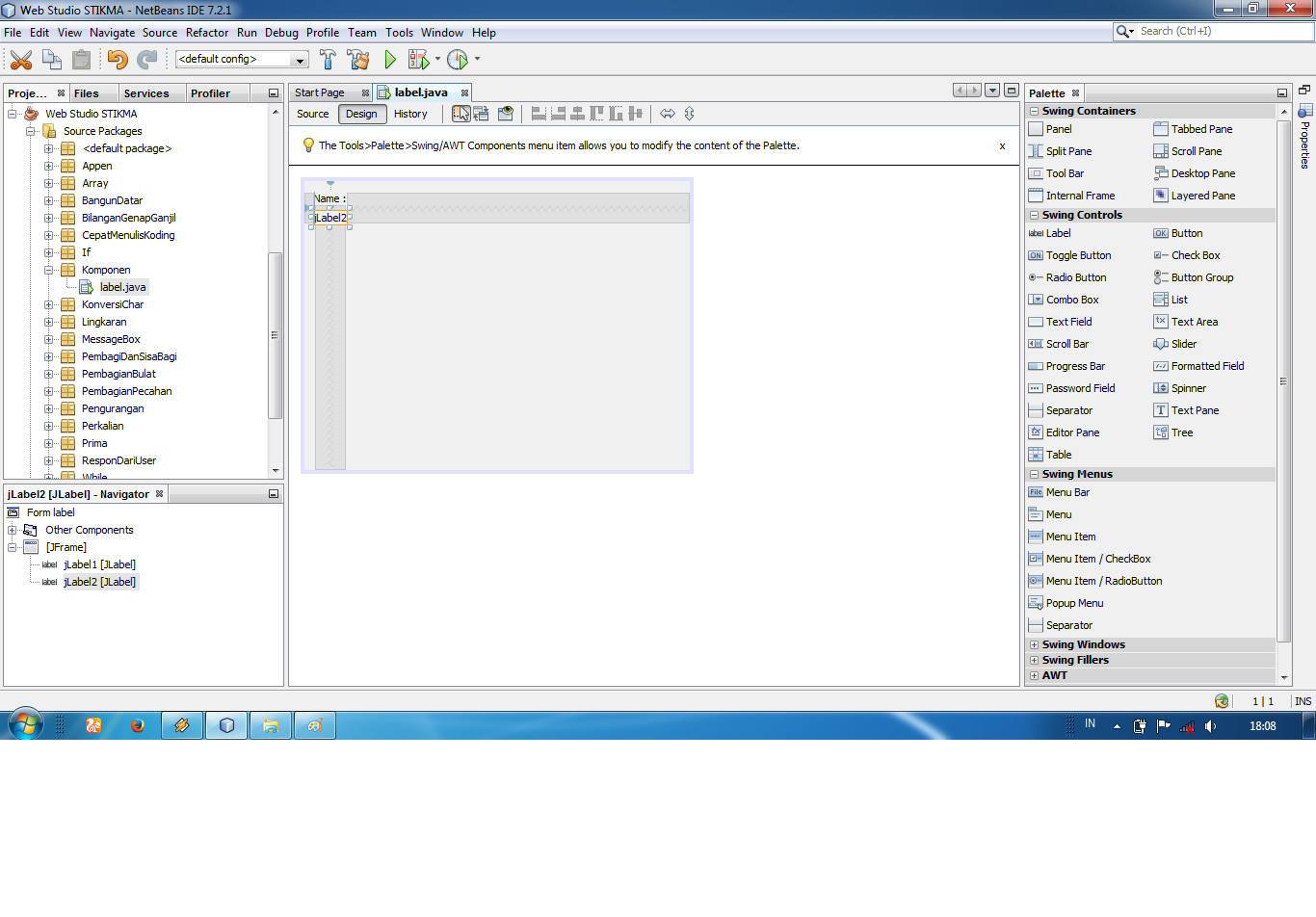 Membuat jLabel Java Netbeans Create Label Java Netbeans Materi Java