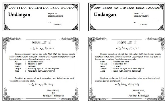 Contoh Surat Undangan Pengajian Majelis Taklim Contoh Surat