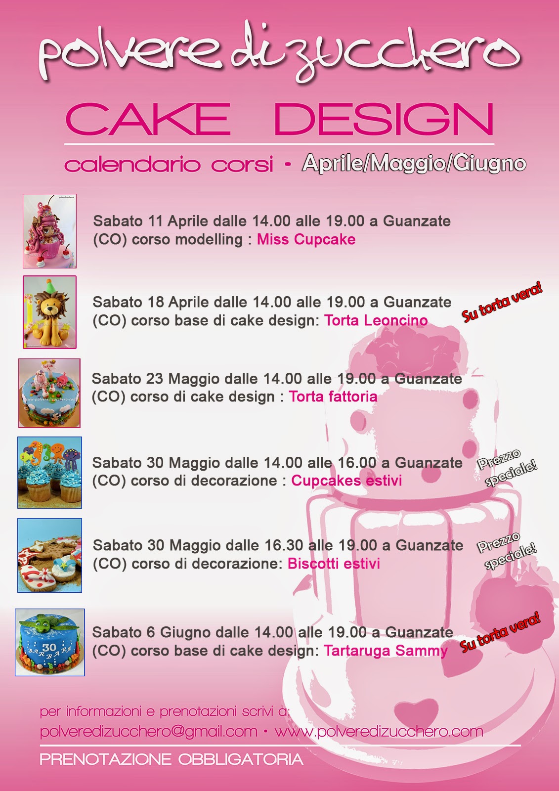 corsi cake design: calendario aprile, maggio, giugno 2015. impara a decorare le tue torte e non solo...
