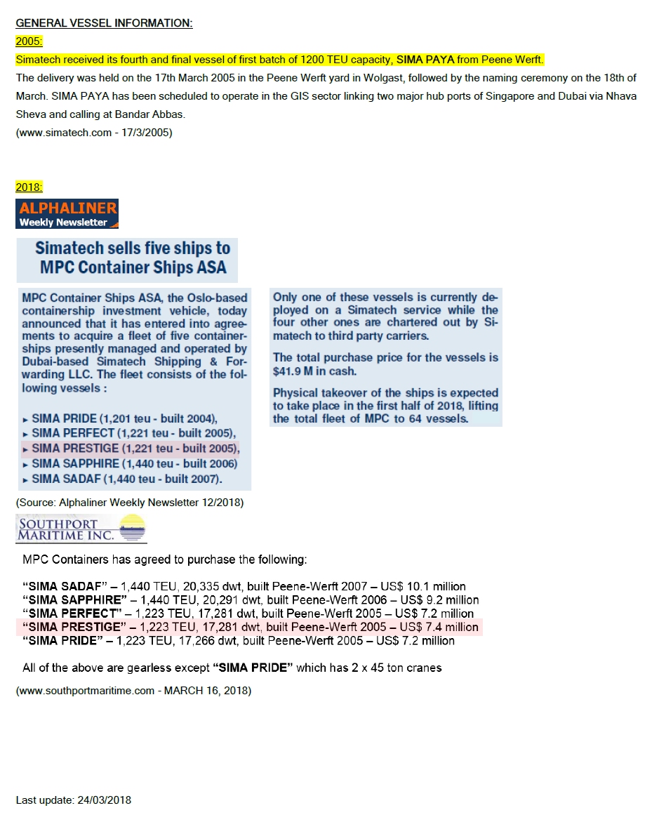 Cargo Vessels International Non Commercial Shipping Research Sima Paya Imo 9292462 2005 14036 Gt 1223 Teu 178 Reefer Yard Peene Werft Gmbh 516 Design Pw 1200 Engine Man B W 7s50mc C