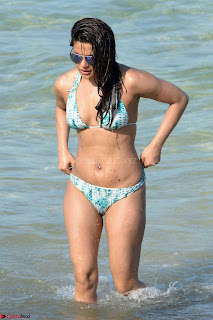 Priyanka Chopra on beach in White and green Bikini Enjoying Miami Day 5 ~  Exclusive 09