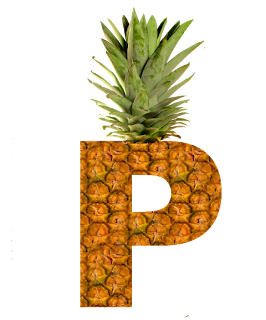Abecedario hecho con Piel de Piña. Pineapple Alphabet.