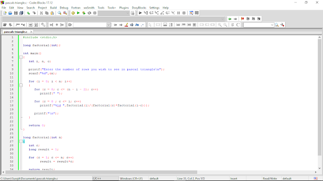 Programs related to C++ on Code Blocks
