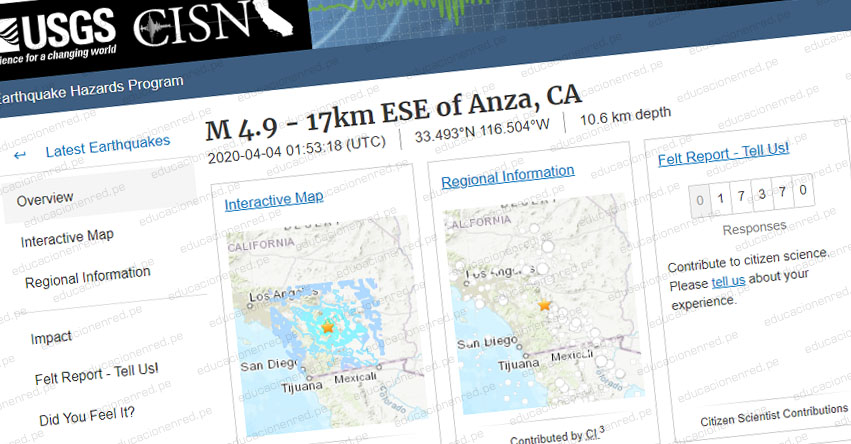 TEMBLOR EN ESTADOS UNIDOS: Sismo de Magnitud 4.9 (Hoy Viernes 3 Abril 2020) Epicentro - California - Anza - Tijuana - Mexicali - México - EEUU - USGS TEMBLOR EN ESTADOS UNIDOS: Sismo de Magnitud 4.9 (Hoy Viernes 3 Abril 2020) Epicentro - California - Anza - Tijuana - Mexicali - México - EEUU - USGS