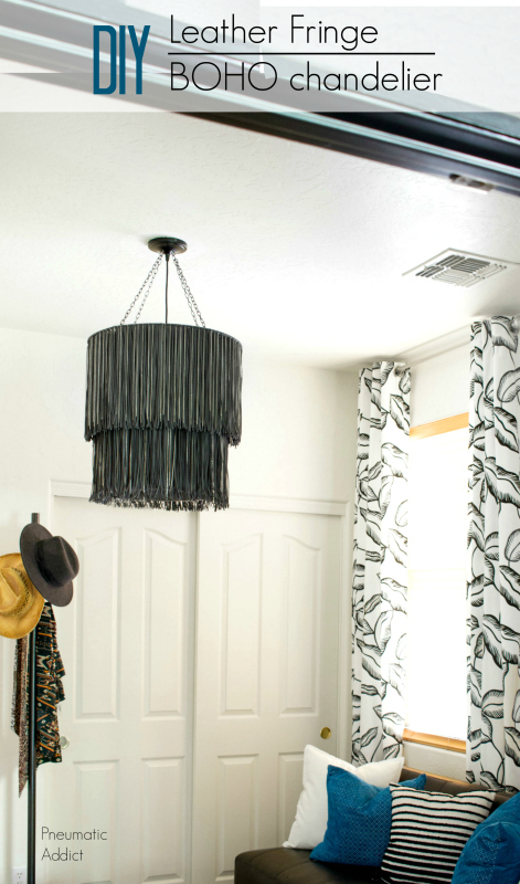 How to make a leather fringe boho style chandelier with step by step tutorial