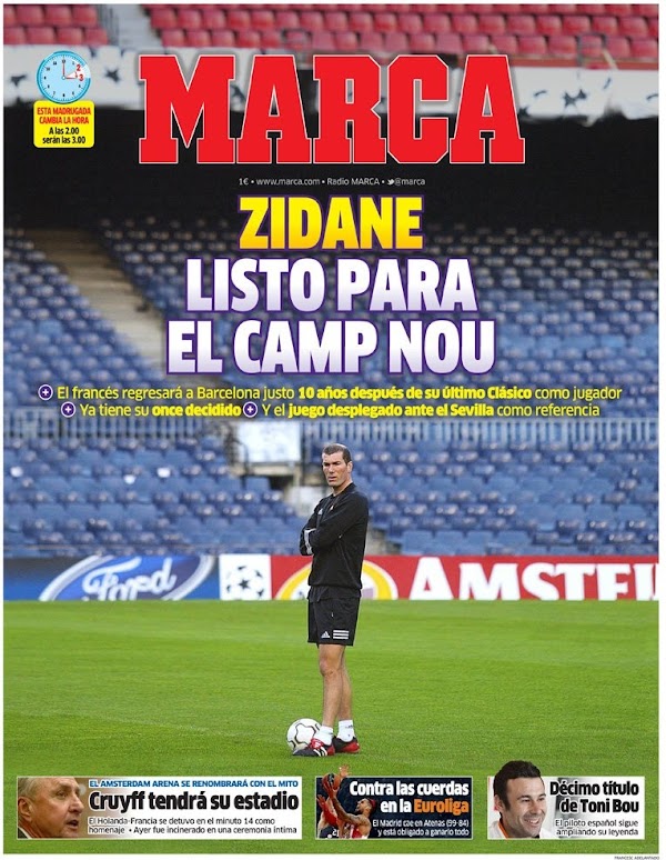 Real Madrid, Marca: "Zidane listo para el Camp Nou"