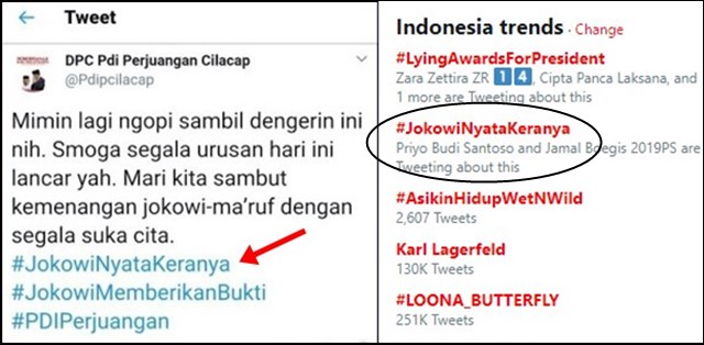 Tagar #JokowiNyataKeranya Trending Topic, Akun PDIP Cilacap Minta Maaf karena Typo Tagar #JokowiNyataKeranya Trending Topic, Akun PDIP Cilacap Minta Maaf karena Typo