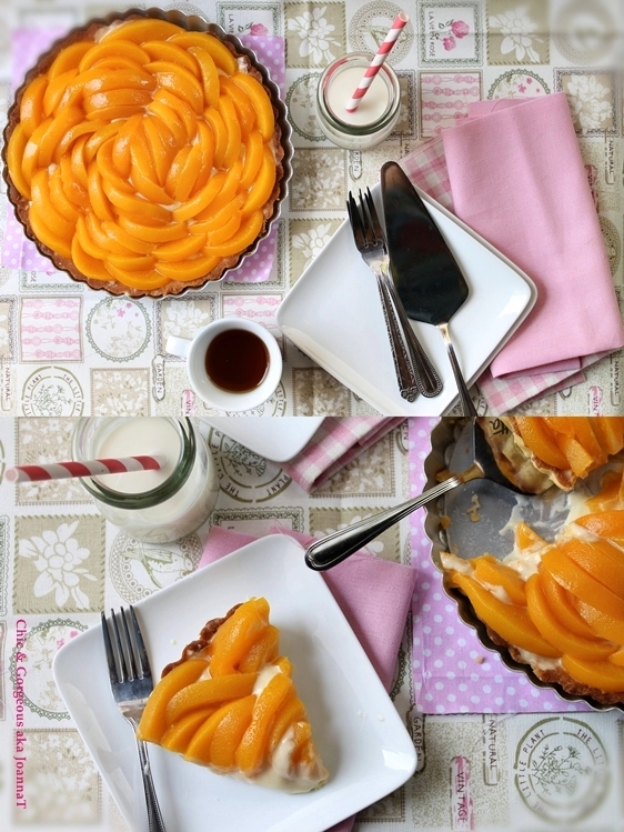 Chic And Gorgeous Treats Peach Custard Tart With Lemon Thyme Syrup Glaze