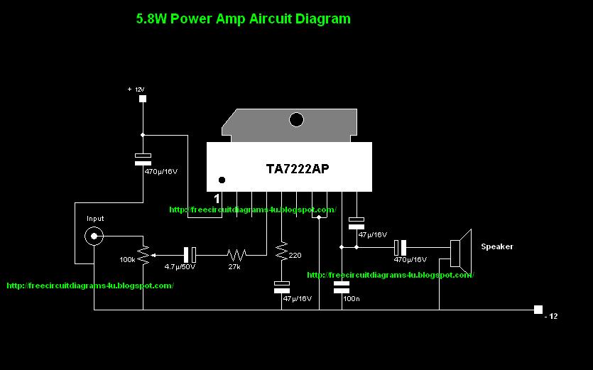 FREE CIRCUIT DIAGRAMS 4U: Simple 12V power AMP Circuit Diagram