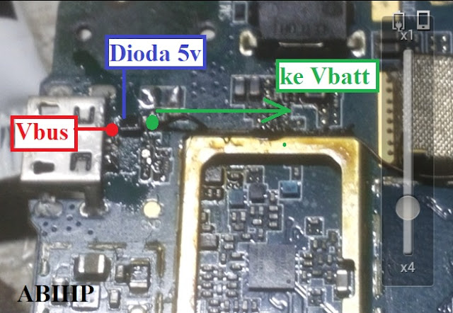 Berhasil Lagi Andromax A Ngecas Tapi Tidak Menyimpan 2 Dari Vbus konektor cas jumper ke dioda dan ke Vbatt.