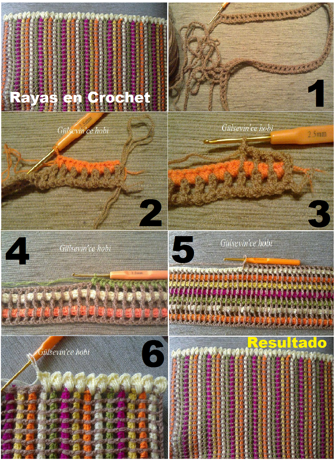 punto raya crochet, patrones ganchillo