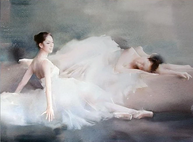 Liu Yi 1958 | Chinese Figurative Watercolour painter | The Ballet dancer