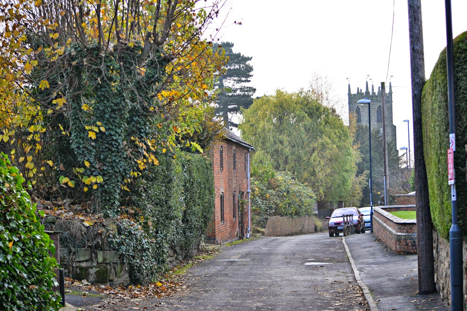 Church at the end of a village lane.