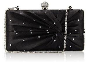 Black Boxed Diamante Prom Party Sparkling Evening Clutch Bag (20cm x 12cm) with PreciousBags Dust Bag