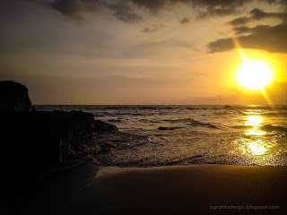 Sea Waves And The Rocks In The Sunset Moment At Batu Bolong Beach, Canggu Village, Badung, Bali, Indonesia