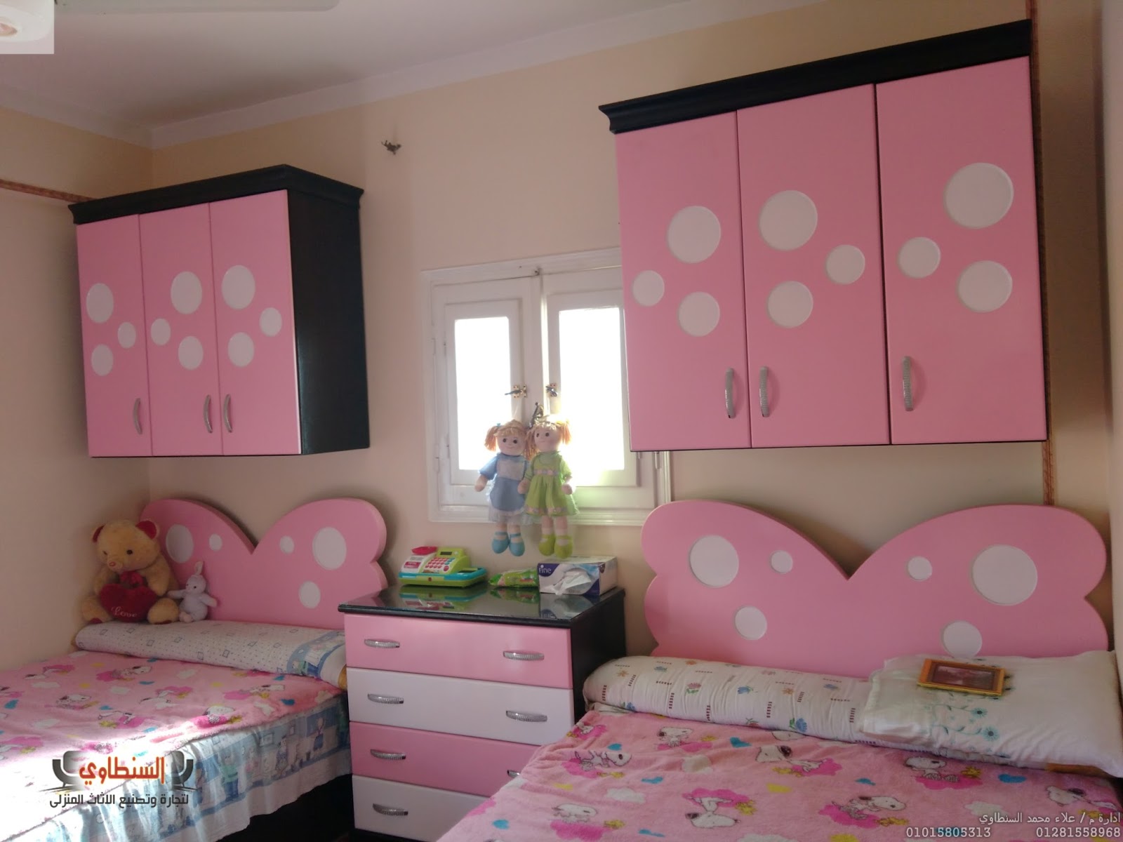 غرفة نوم اطفال باللون الوردي السنطاوي لتجارة وتصنيع الاثاث