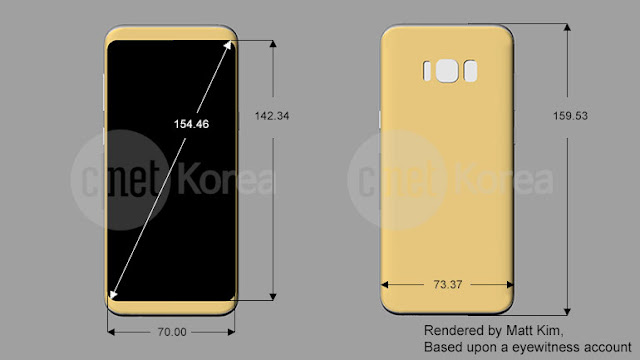 Leaked Samsung Galaxy S8 and S8 Plus schematics confirms design and dimensions