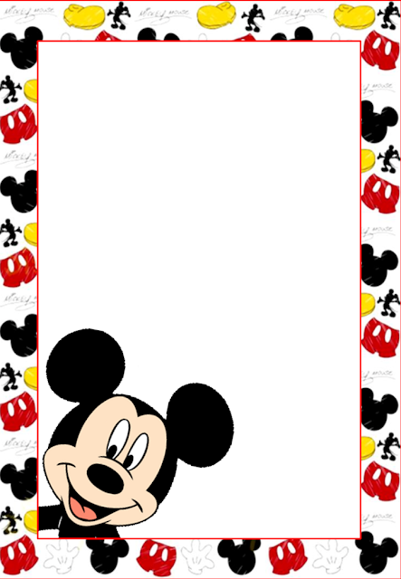 Para hacer invitaciones, tarjetas, marcos de fotos o etiquetas, para imprimir gratis de Mickey Mouse.