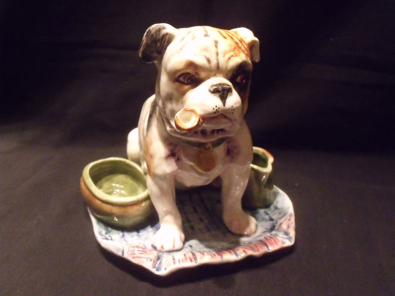 Granny's Fabulous Finds Thrift Store Find Bulldog Pipe Holder, Match Holder, Match Striker